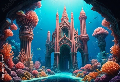 Modernist style a hyperrealistic 8k underwater cor