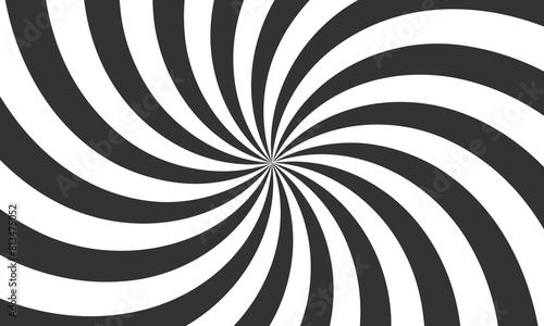 Hypnotic Black and White Rectangle Background. Spiral Abstract Lines Backdrop. Hypnosis Optical Illusion Frame.