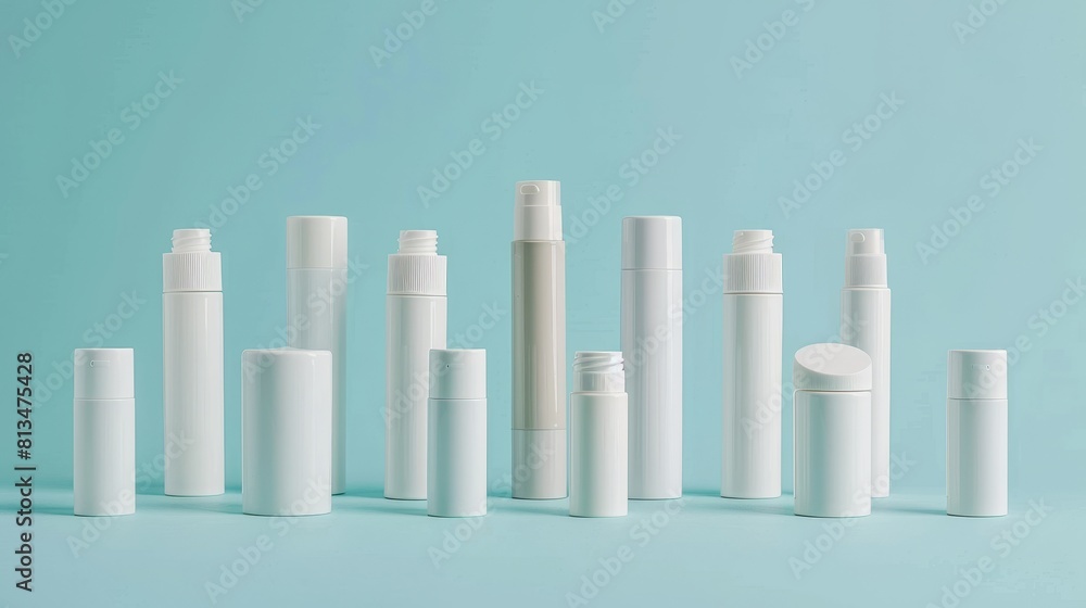 Alternative deodorant bottles arranged under studio lighting for advertising clarity, isolated against a clean background, focused shot Alternative deodorant bottles arranged under studio lighting for advertising clarity, isolated against a clean background, focused shot
