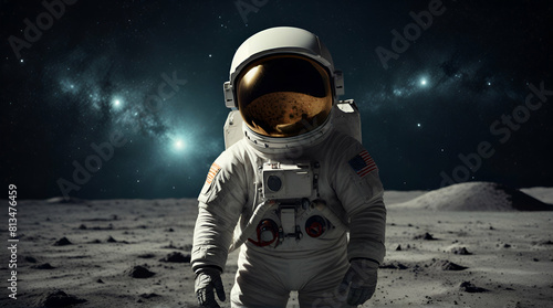 An astronaut exploring an alien planet A hightech astronaut from the future.Generative.Ai