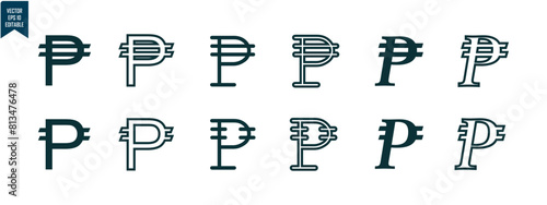 peso currency set icon, simple design with circle frame, for graphic and business needs, editable vector eps 10.