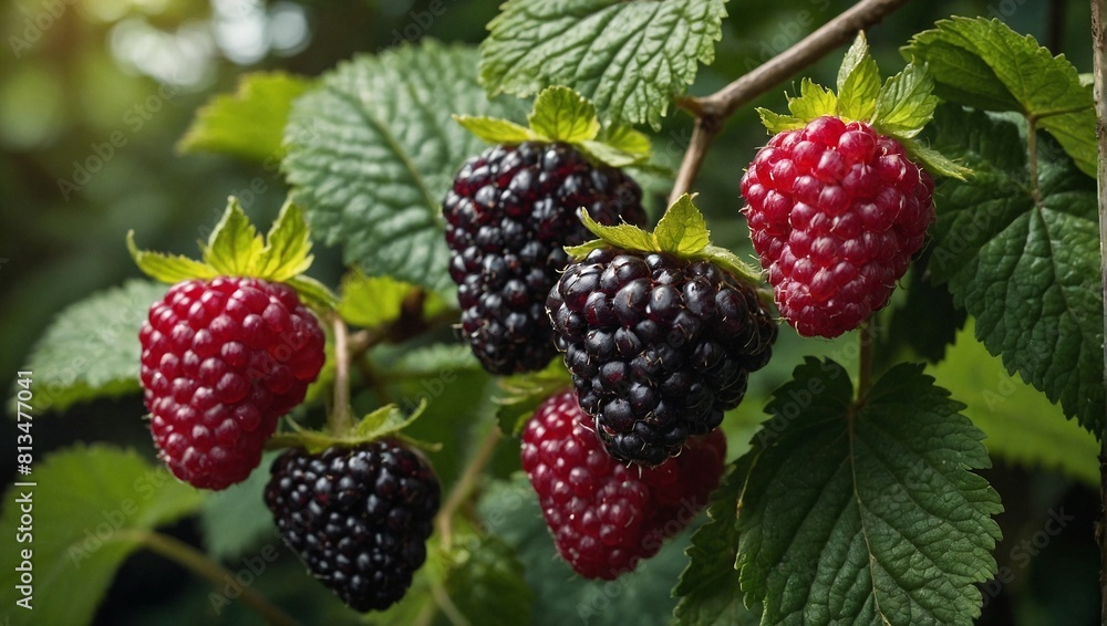 A fresh loganberry on the branch A fresh loganberry on the branch