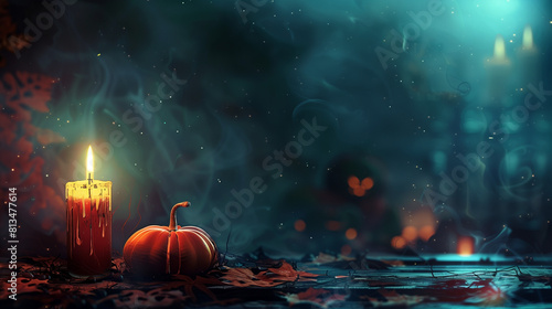 halloween pumpkin with burning candles