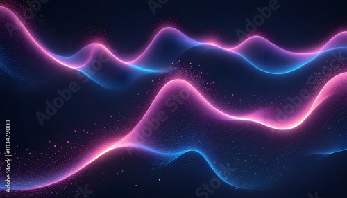 Abstract futuristic connecting dots and lines on dark blue background. Digital technology concept. Big data visualization. Digital dynamic wave of particles. 3D illustration.
