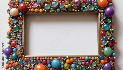 A Whimsical Frame Adorned With Colorful Beads