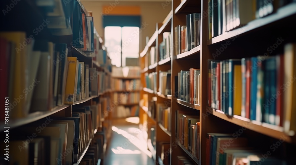 Close-up shot of a shelf of books in a library or secondhand bookstore. Rows of various folios, printed publications. Close-up shot of a shelf of books in a library or secondhand bookstore. Rows of various folios, printed publications.