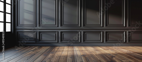modern luxury black wall wood moulding panels room background photo
