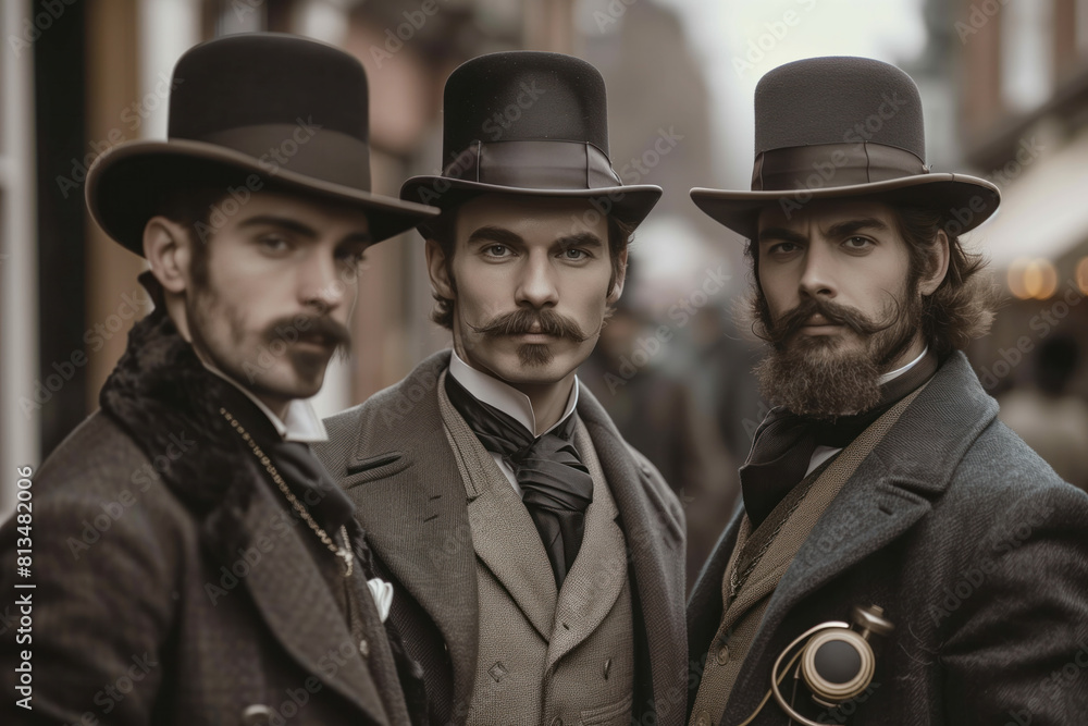 Old Photo of Victorian Gentlemen, Generative AI Old Photo of Victorian Gentlemen, Generative AI