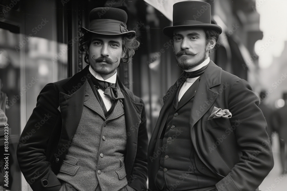 Old Photo of Victorian Gentlemen, Generative AI Old Photo of Victorian Gentlemen, Generative AI
