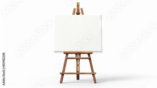 Easel with white picture, white background