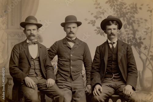 Obraz na płótnie Old Photo of Victorian Gentlemen, Generative AI w salonie