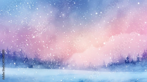 Pastel Snowy Night  shades  featuring a starry sky  gently falling snow  and a tranquil holiday ambiance in a light and airy style