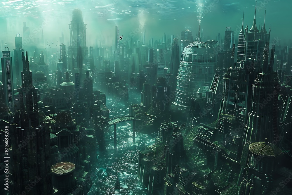 Oceanic Metropolis Futuristic City Beneath the Waves