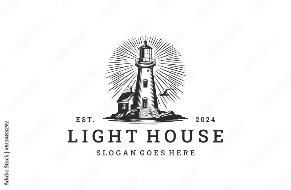 Light house logo style icon design template flat vector Light house logo style icon design template flat vector