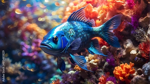 _A_majestic_blue_fish_swimming_gracefully_through_a_vib_ © KamranHaider