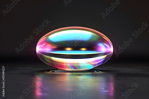 Holographic Rainbow 3D Rendering of Floating Metallic Object