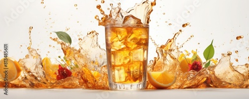 Refreshing and delicious iced tea one glass photo