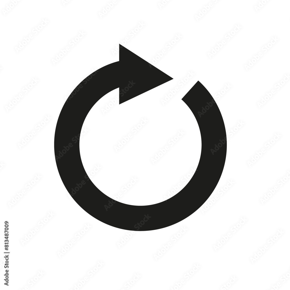 Wide bold rotating round arrow. Circle arrow. Vector illustration. Wide bold rotating round arrow. Circle arrow. Vector illustration.