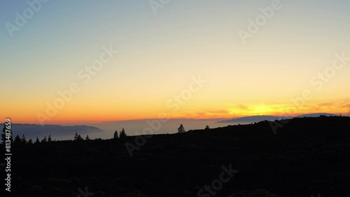 Wallpaper Mural Rear close up shot of woman admiring sensational sunset in Tenerife Teide Torontodigital.ca