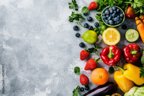 nutrition banner copy space background healthy food diet menu vegetables fruit fresh Healthy lifestyle