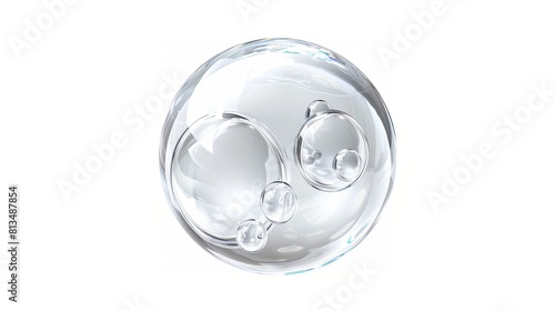 clear collagen bubbles Isolated on white background. skin care cosmetics concept photo