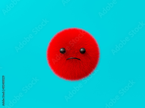 3D red fluffy frowning emoji photo