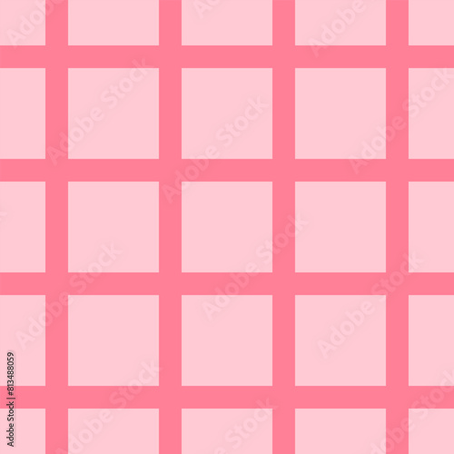 Pink background of squares and intersecting stripes. Checkered striped seamless repeat pattern with pink shades.
