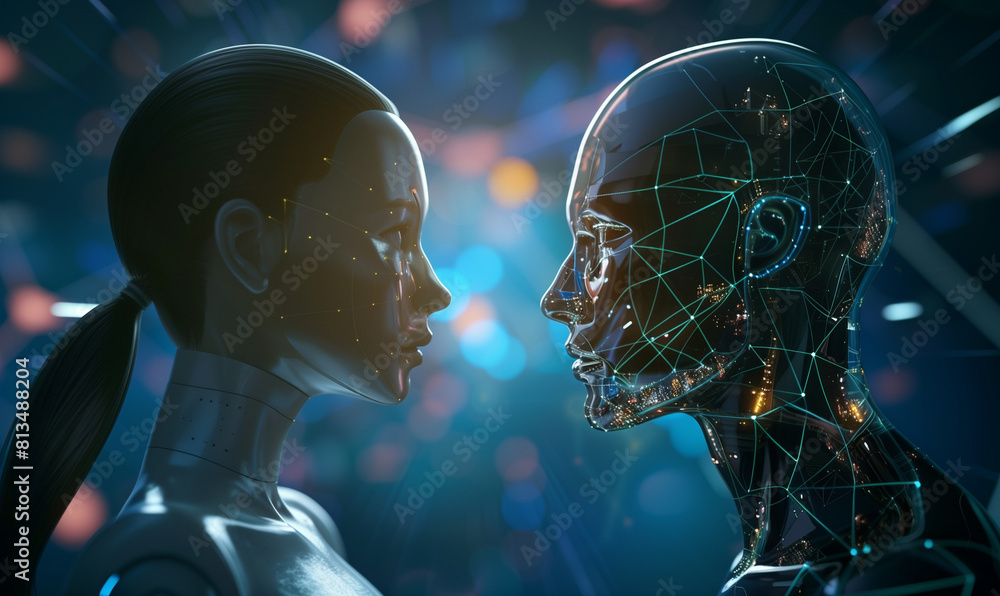 Obraz premium Imagine a future where your website virtual assistant is more than just a computer program - it's an intelligent agent that understands your needs and can answer your questions.