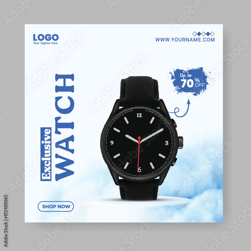 Smart watch banner social media post design, ads banner template