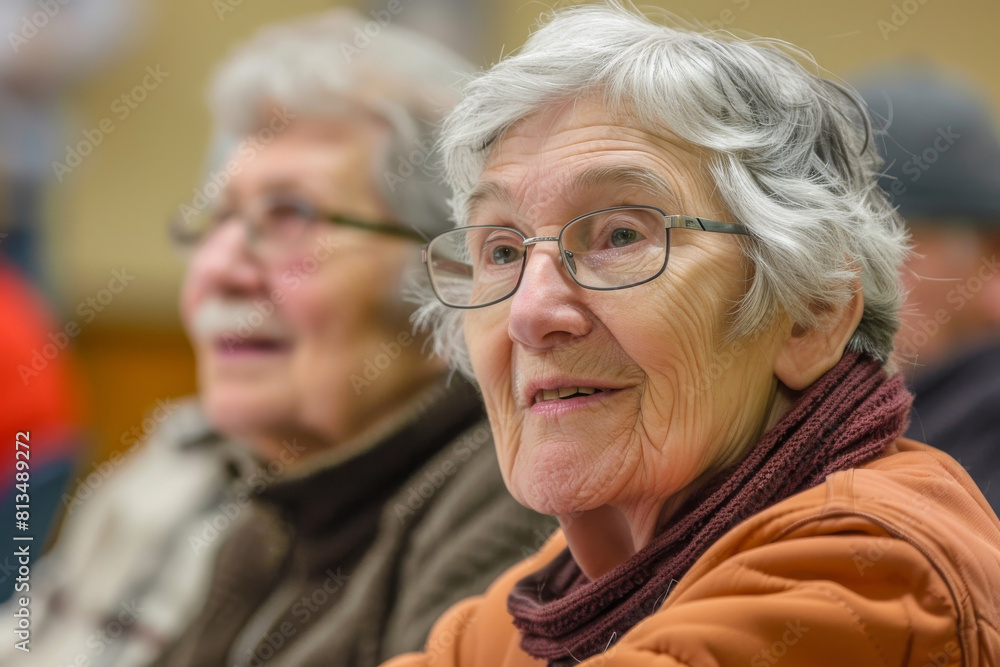 A group of older people are sitting together at the meeting A group of older people are sitting together at the meeting