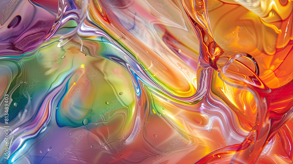 Obraz premium A complex rainbow colors, liquid abstraction on a 3d glass surface