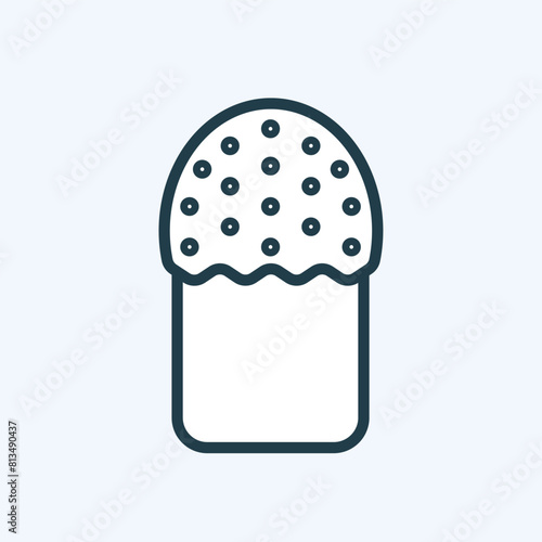 Christmas panettone or eastern traditional orthodox Easter cake line icon. Flat pictogram with editable stroke. Baked bread with decorated icing. For mobile app, web design. Isolated vector
