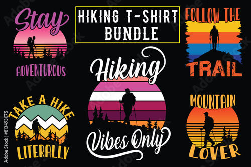 Hiking t shirt design for print on demand, adventure mountain outdoor hiking custom t-shirt design bundle, Adventure is Calling Hiking