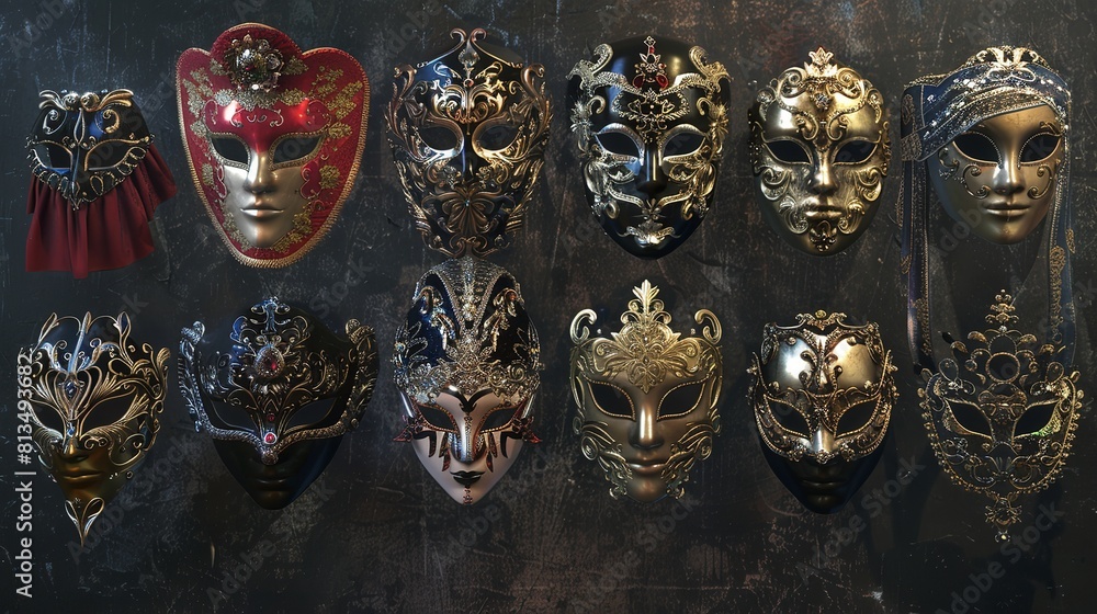 Set of Venetian Opera Carnival Masquerade Masks
Set of Venetian Opera Carnival Masquerade Masks
