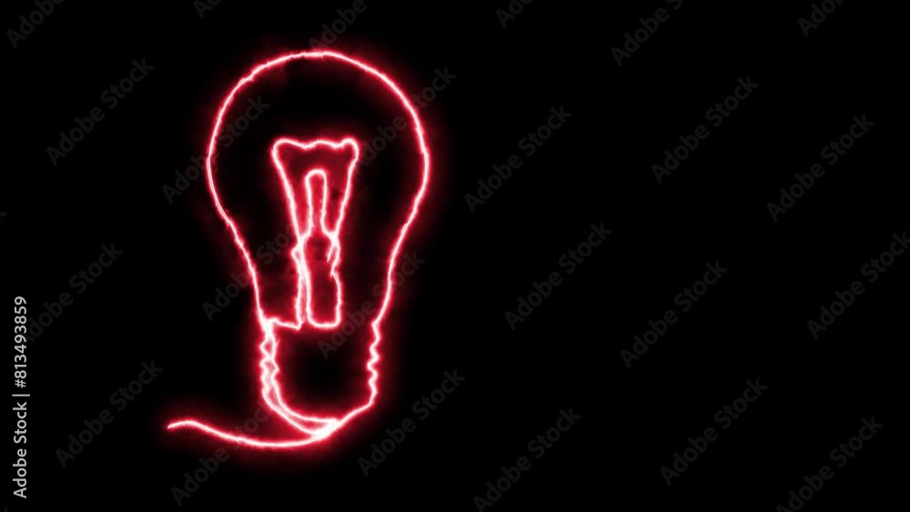 Self drawing animation one continuous line draw, logo, electric light bulb, idea. Blazing flame, energy, fire Self drawing animation one continuous line draw, logo, electric light bulb, idea. Blazing flame, energy, fire