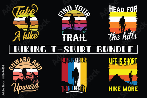 Hiking t shirt design for print on demand, adventure mountain outdoor hiking custom t-shirt design bundle, Adventure is Calling Hiking