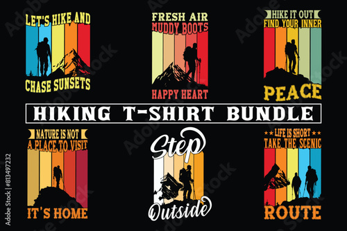 Hiking t shirt design for print on demand, adventure mountain outdoor hiking custom t-shirt design bundle, Adventure is Calling Hiking