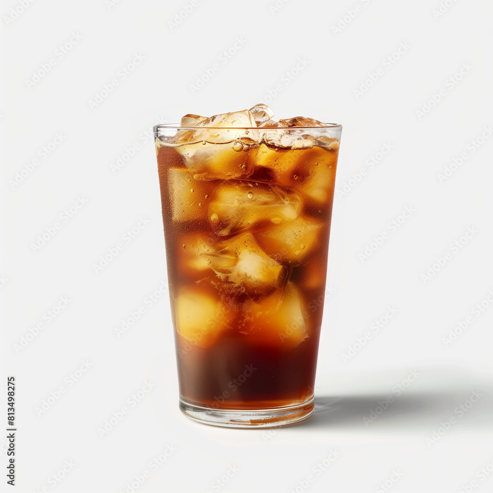 iced tea in transparent glass, white background, Ai generated image iced tea in transparent glass, white background, Ai generated image