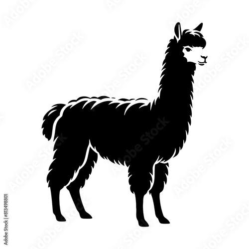 Minimalist Alpaca Silhouette- Captured in Vector Art, Embracing the Serenity of Mountain Landscapes- Alpaca Illustration- Alpaca Vector.