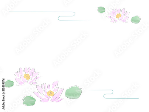 水彩画風睡蓮のフレーム