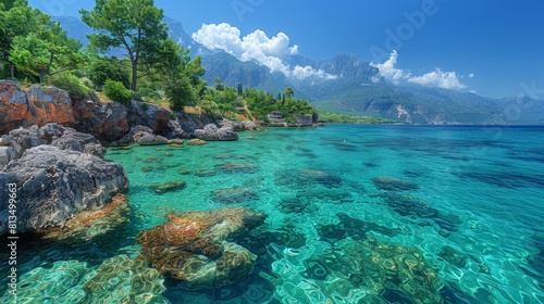 Stunning Seascape With Crystal Clear Waters and Rugged Coastline in Turkey