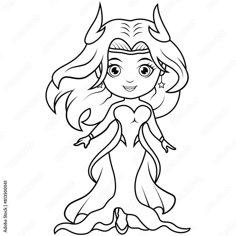 Hesperides chibi mascot logo design line art Hesperides chibi mascot logo design line art