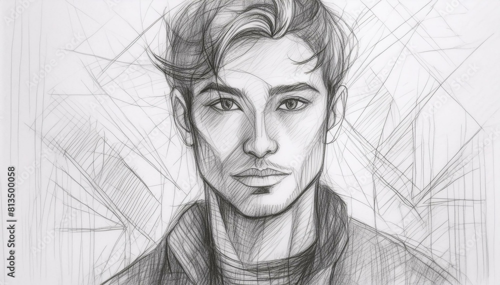 Sketch of man on white paper Sketch of man on white paper