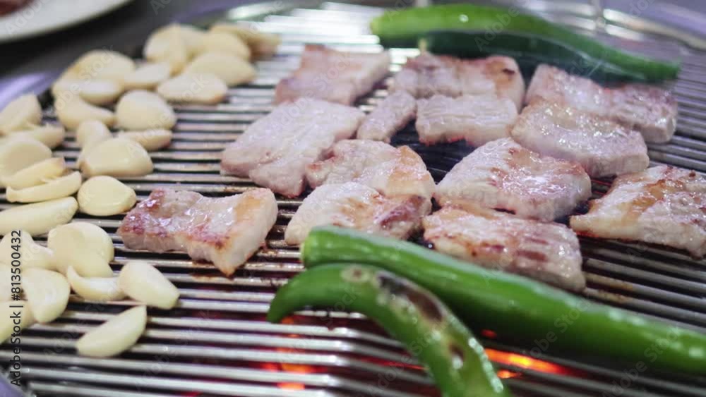 Grilling Pork Belly with Garlic and Peppers Grilling Pork Belly with Garlic and Peppers