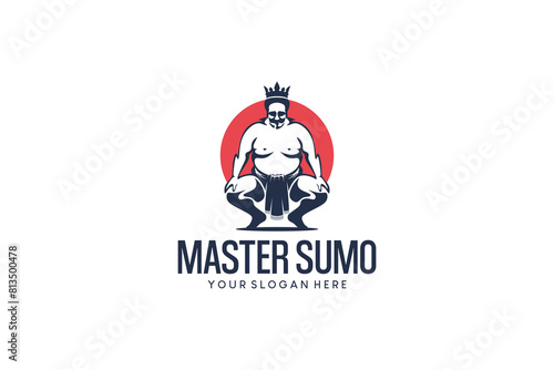 Vector illustration of sumo king master logo design, sumo wrestling sport logo