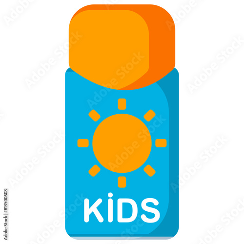 Sunscreen for kids vector cartoon illustration isolated on a white background.