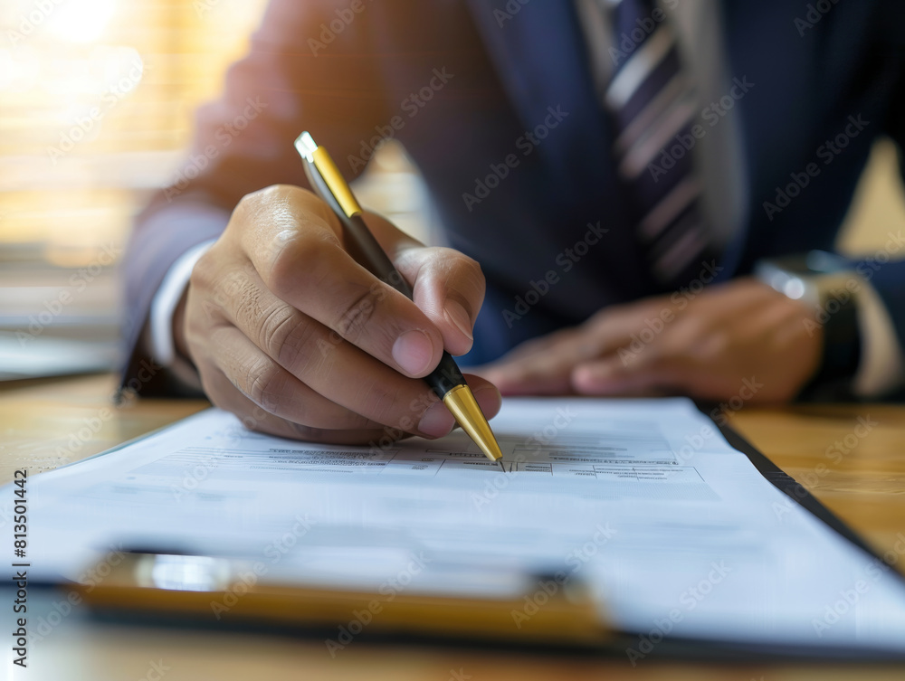 close up of a businessman tick a check box in a form - ai close up of a businessman tick a check box in a form - ai