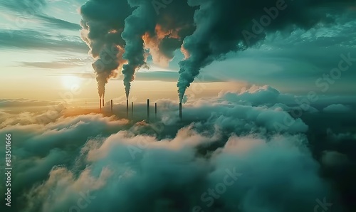 toxic emissions, industrial air pollution toxic gases into the atmosphere smoke into the sky photo