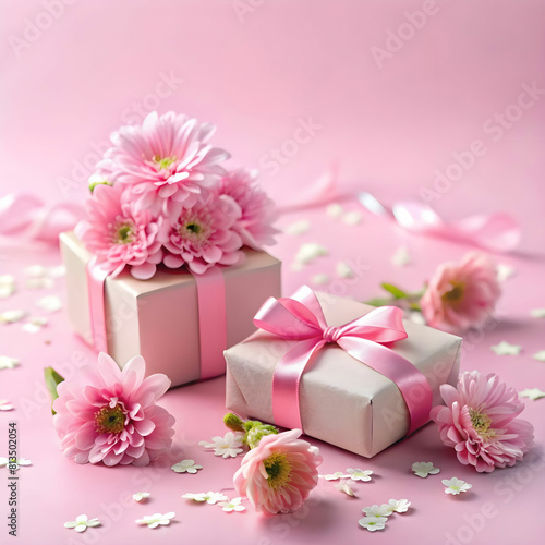 Romantic Surprise: Pink Gift Box Adorned with Rose Petals © Ahmad