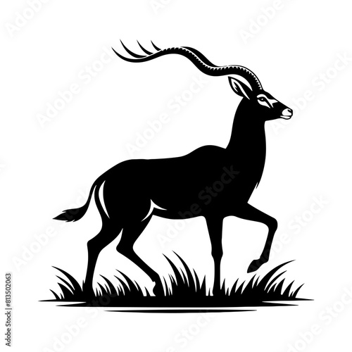 Minimalist Antelope Silhouette- Roaming the Vast Plains- Antelope Illustration- Antelope Vector.